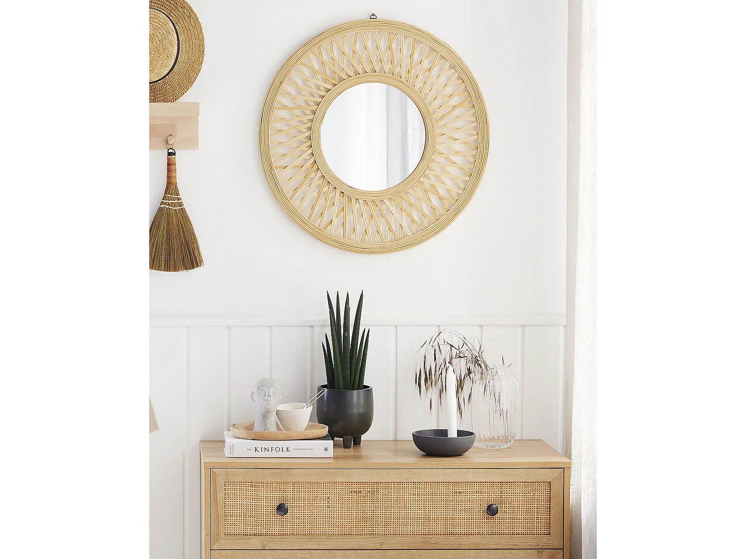 Miroir BACATA 60 cm 60 cm Bambou Naturel