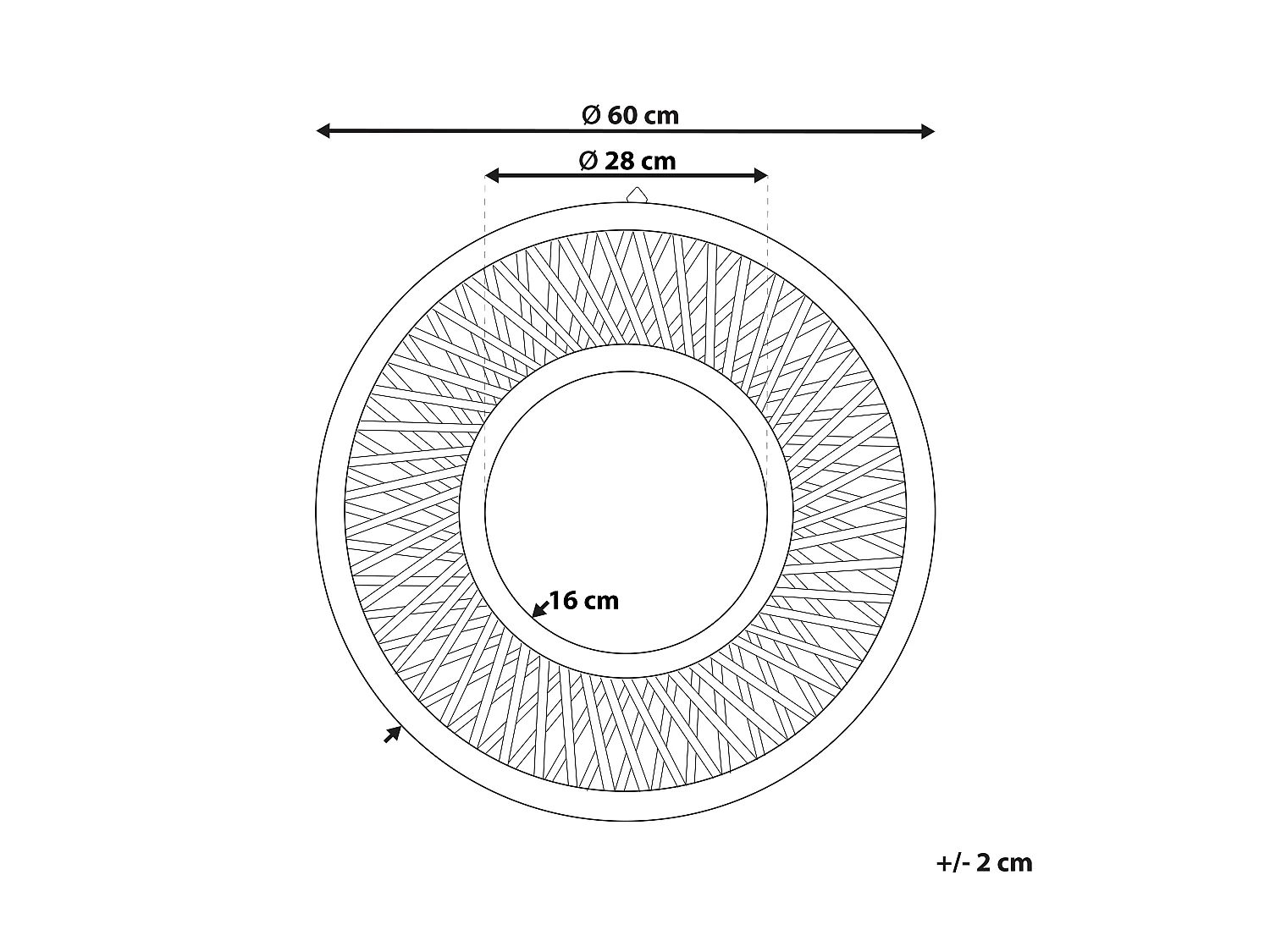 Wandspiegel BACATA 60 cm 60 cm Bamboehout Natuurlijk
