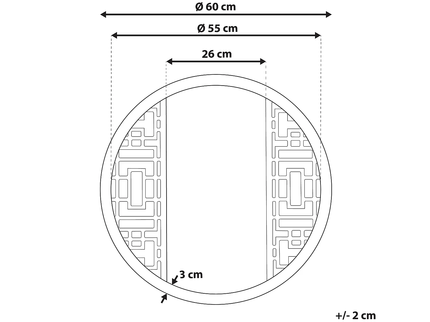 Miroir FIRMINY 60 cm 60 cm Bois de sapin Marron clair