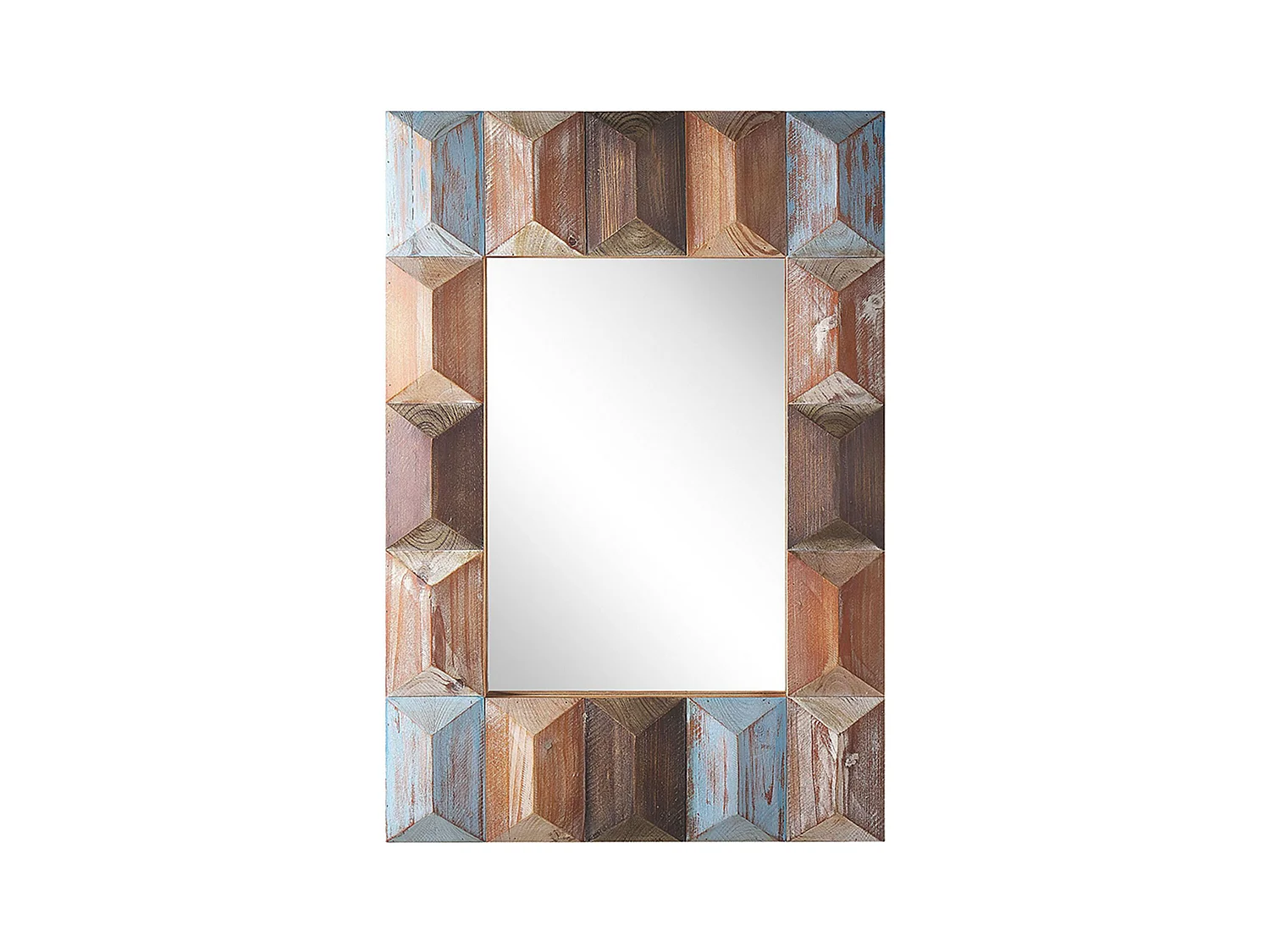 Rechteckiger Wandspiegel mit breitem Rahmen aus Holz bunt 63 x 90 cm Hizote