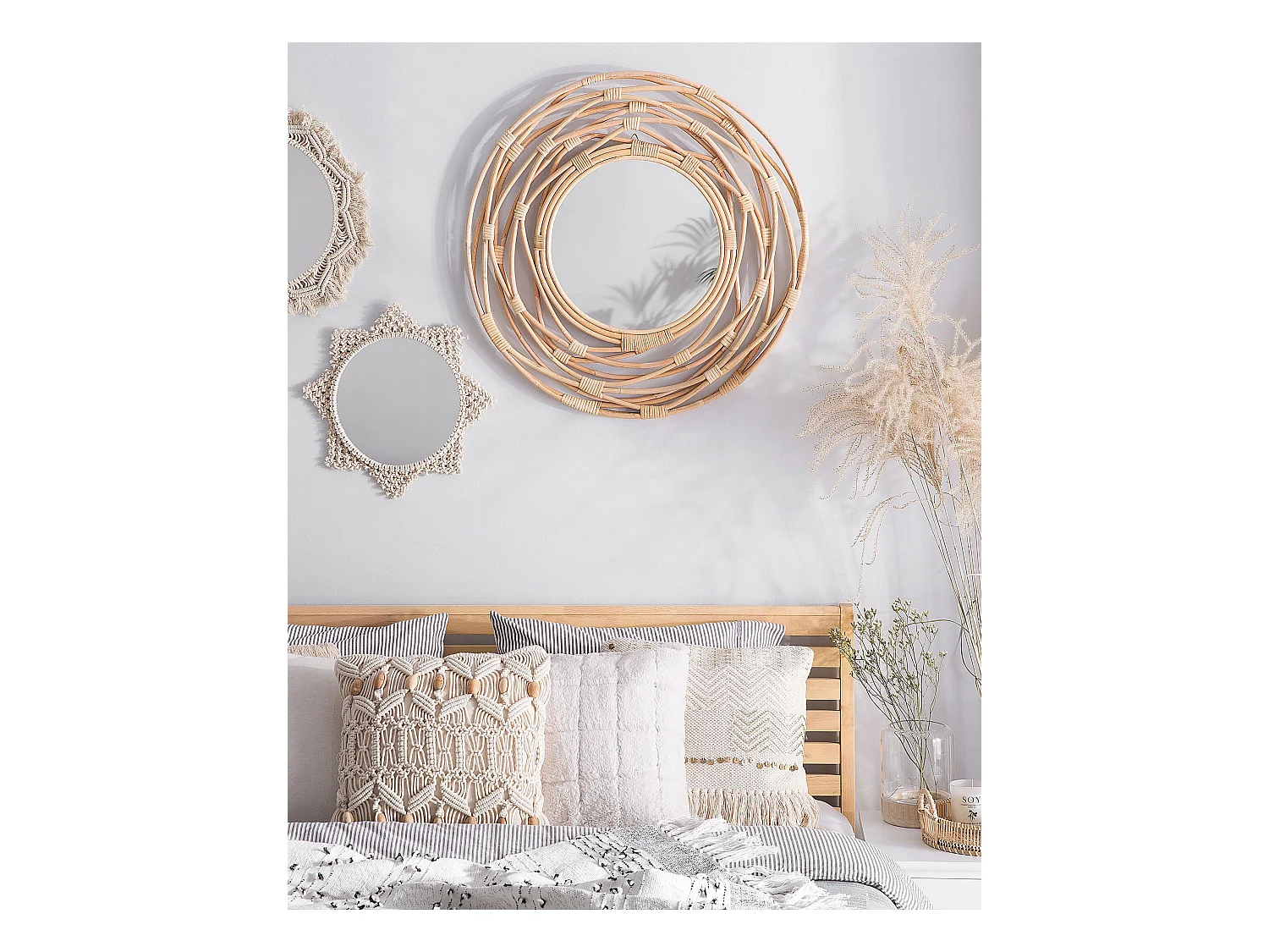 Wandspiegel BURGIS 75 cm 75 cm Rotan Natuurlijk