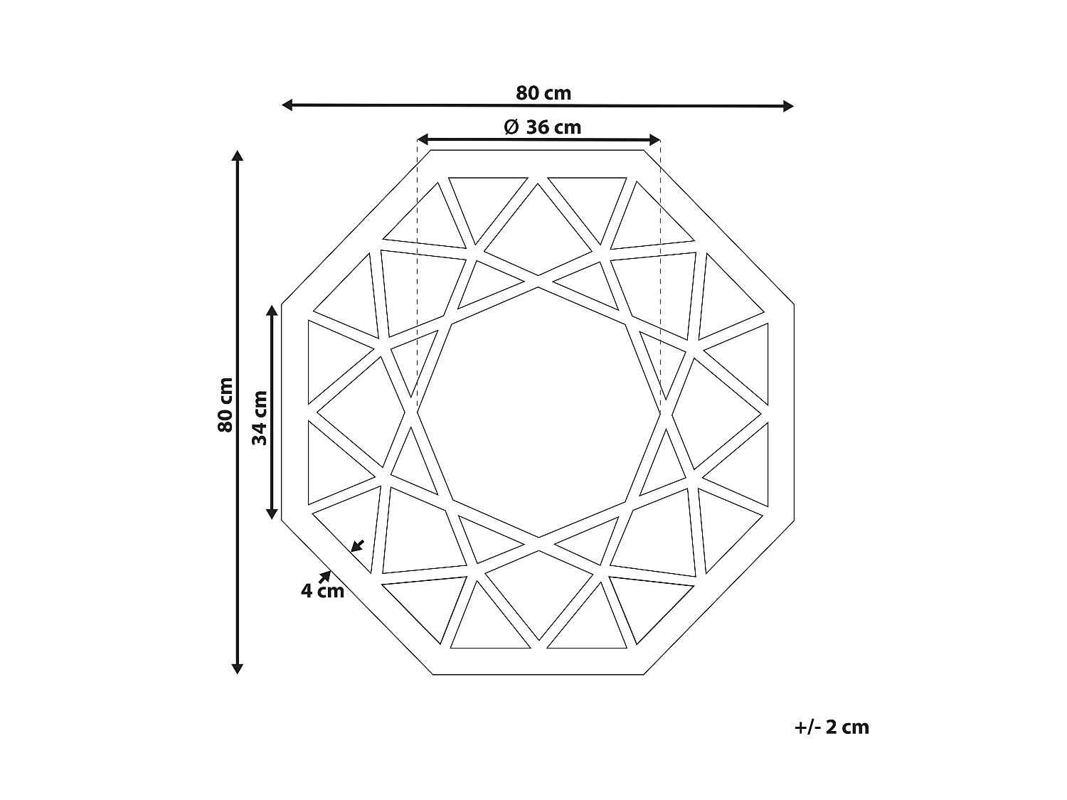 Wandspiegel YQUELON 80 cm 80 cm Zwart