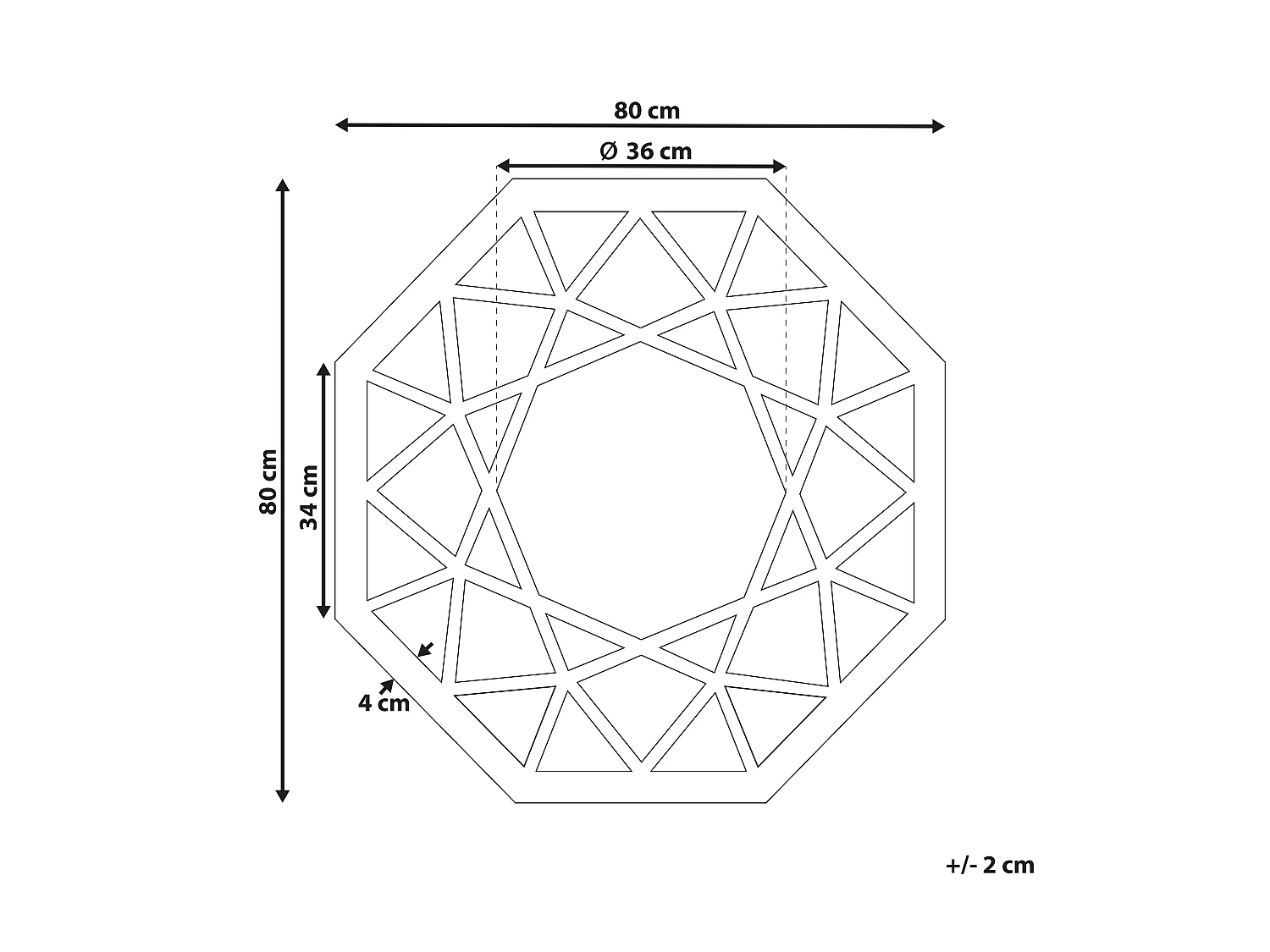 Wandspiegel YQUELON 80 cm 80 cm Zwart