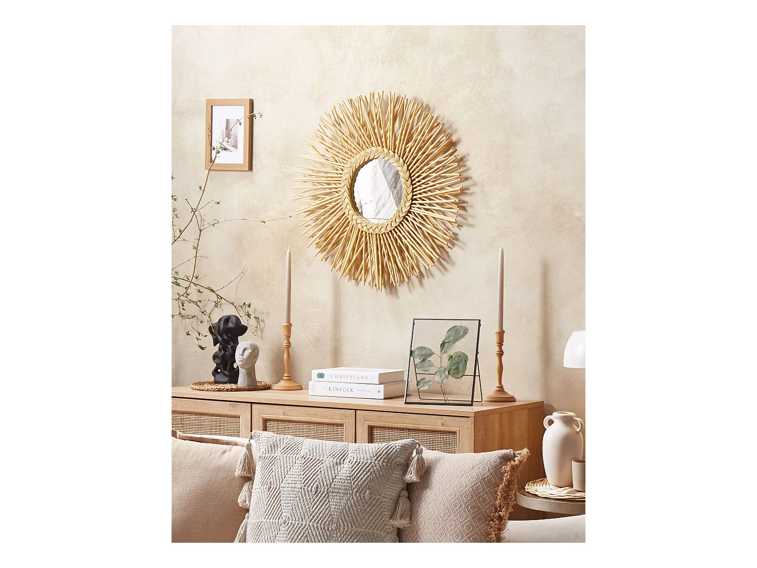 Wandspiegel KALASIN 60 cm 60 cm Rotan Natuurlijk