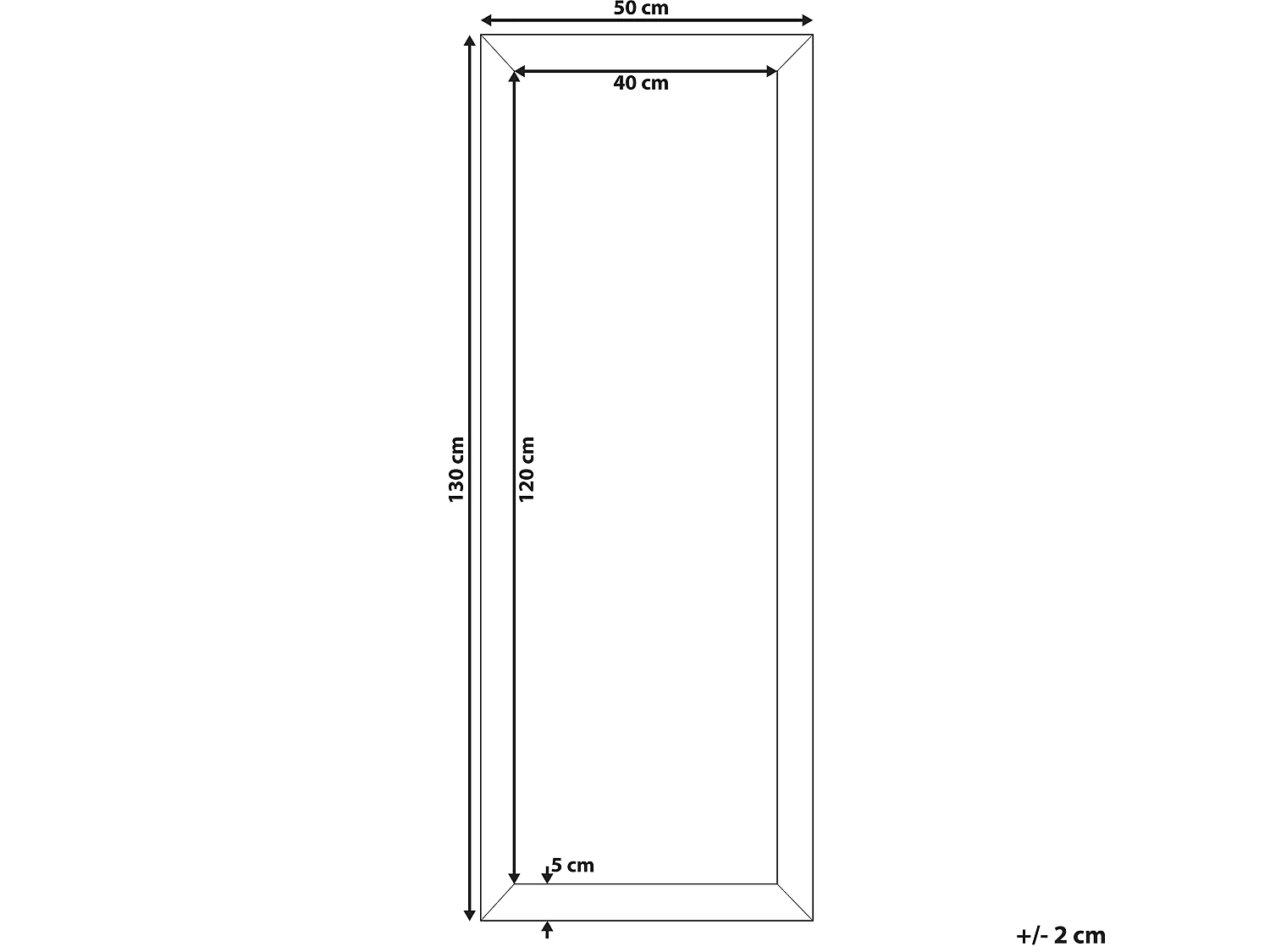 Miroir AJACCIO 50 cm 130 cm Laiton
