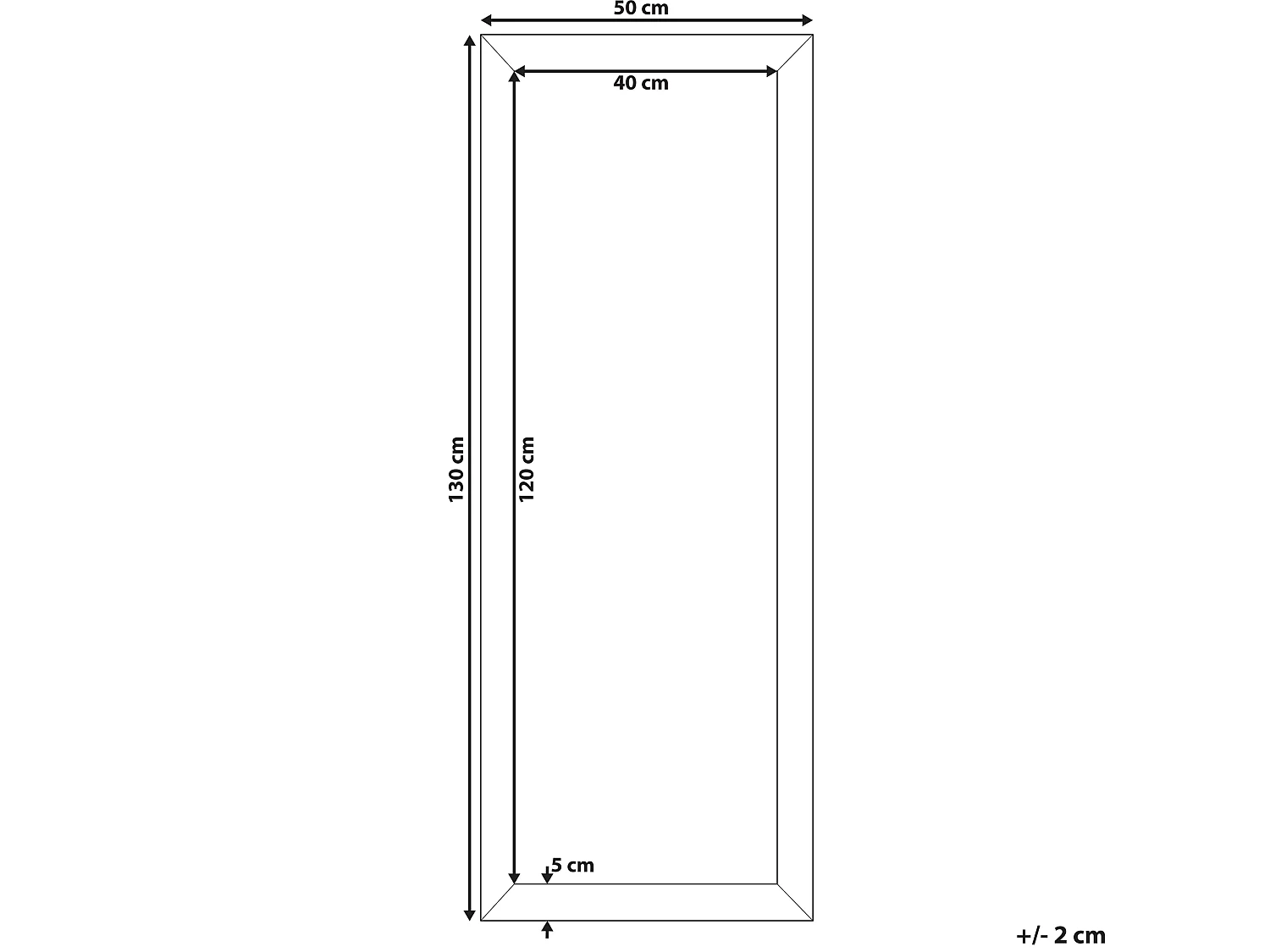 Miroir AJACCIO 50 cm 130 cm Laiton