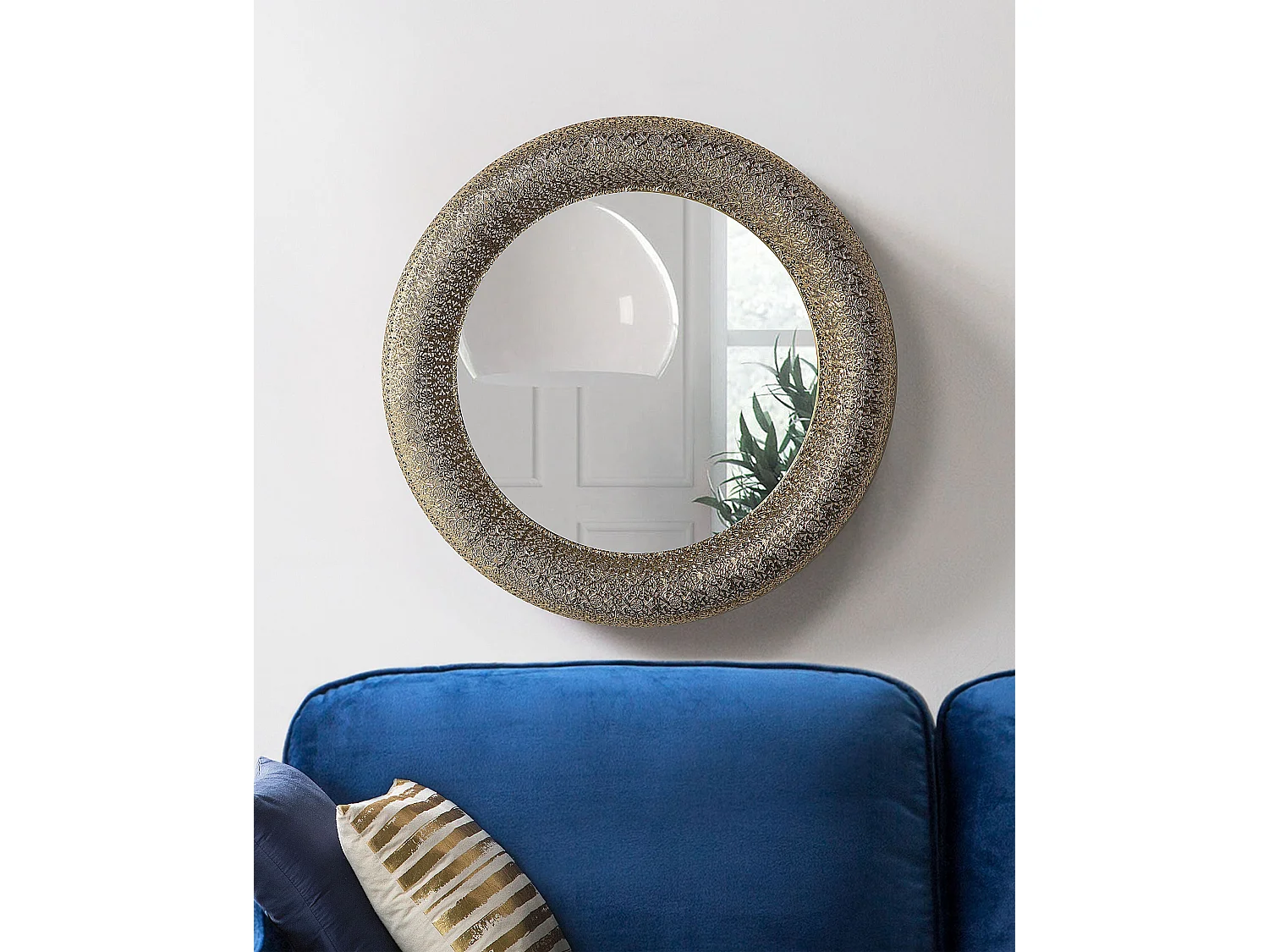 Miroir CHANNAY 80 cm 80 cm Métal Doré