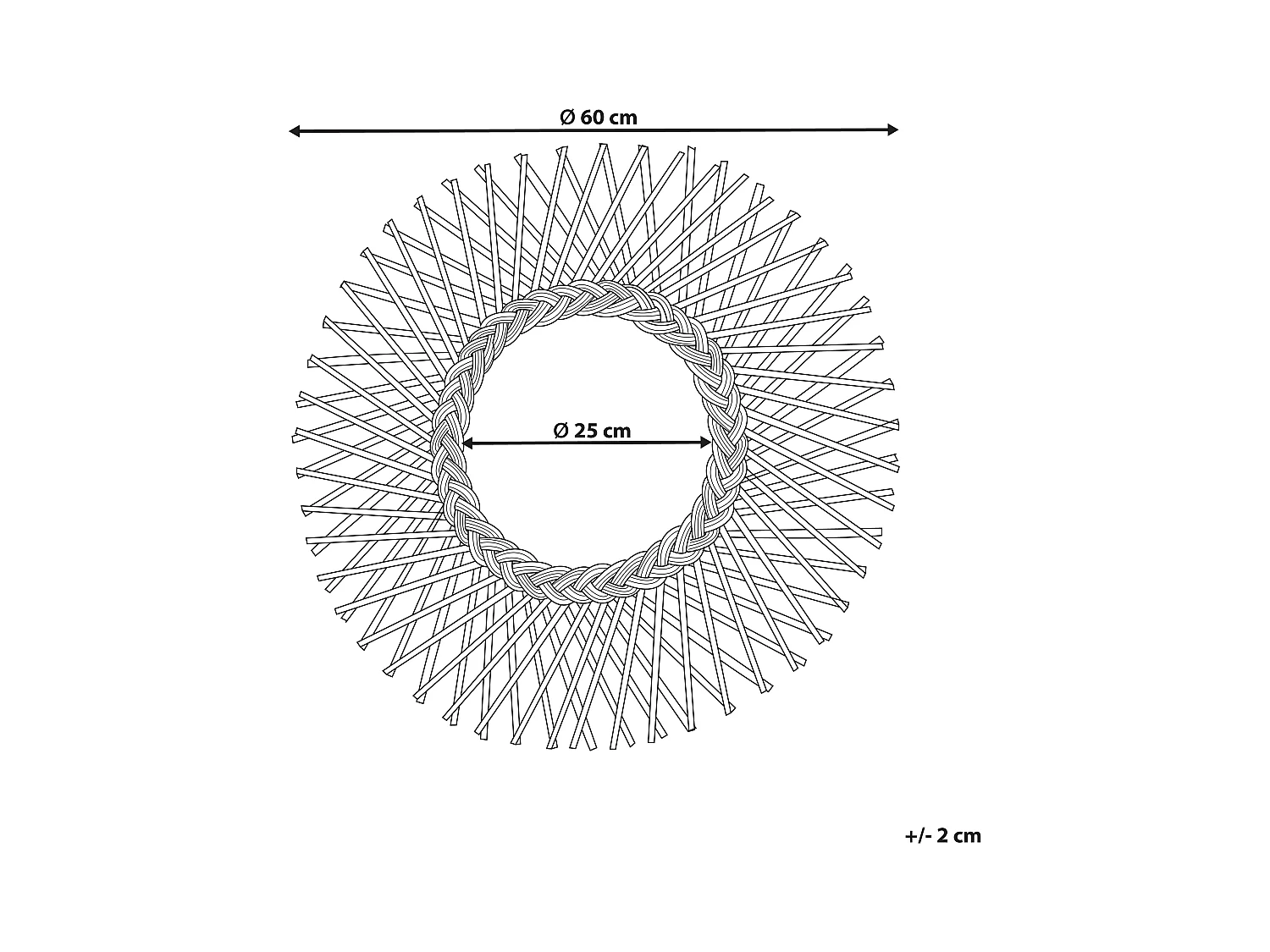 Wandspiegel TAGOLU 60 cm 60 cm Rotan Zwart
