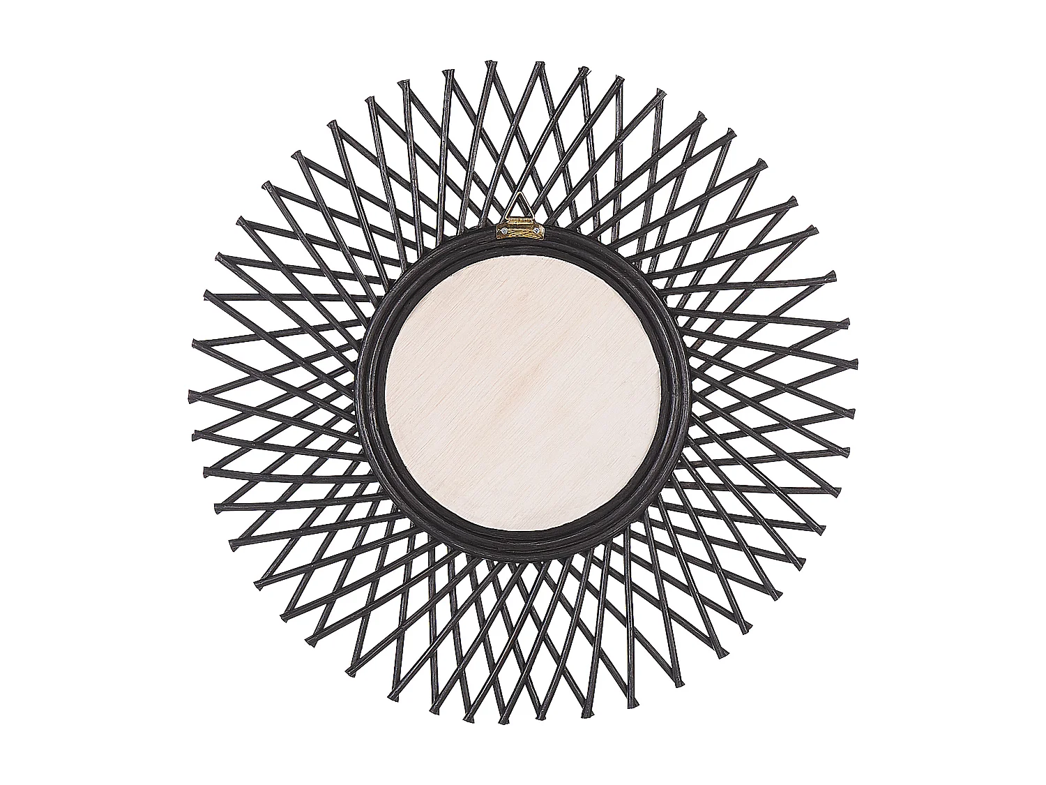 Dekorativer Wandspiegel schwarz aus Rattan Sonnenform rund Boho 60 cm Tagolu