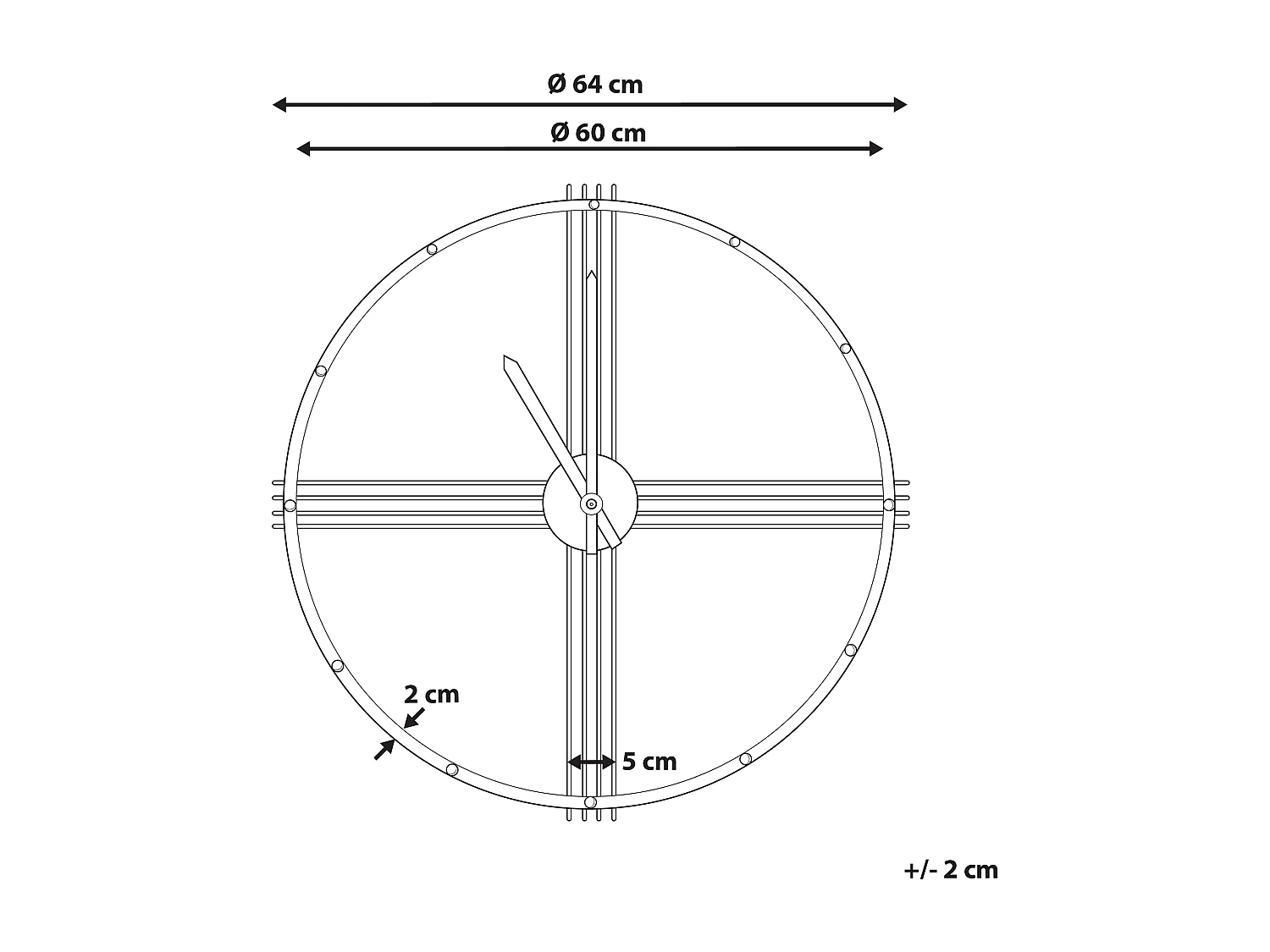 Horloge murale ASCONA 64 cm Métal Doré