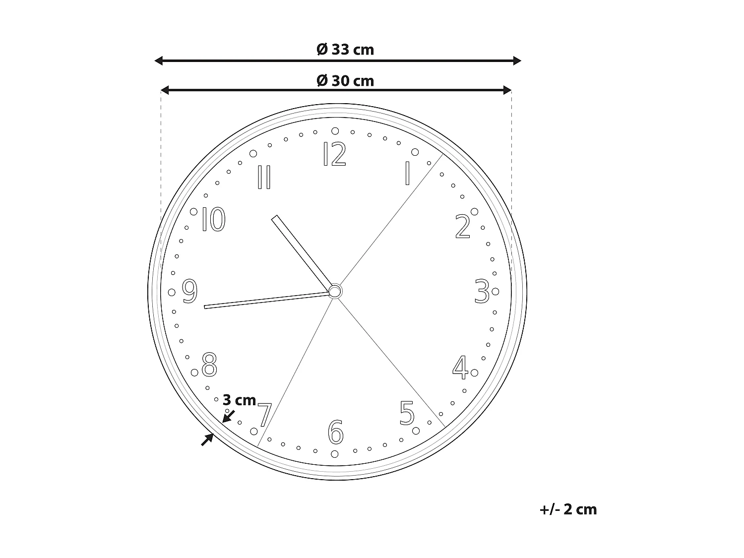 Reloj de pared DAVOS 33 cm Gris