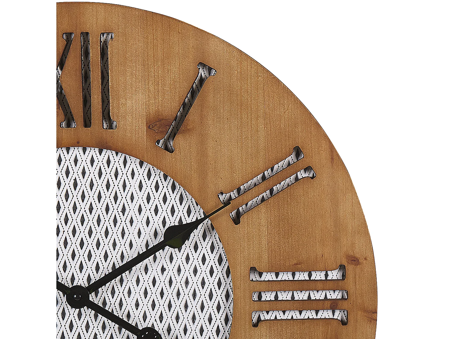 Moderne Wanduhr rund dunkle Holzoptik weiß römischen Zahlen Cuilco