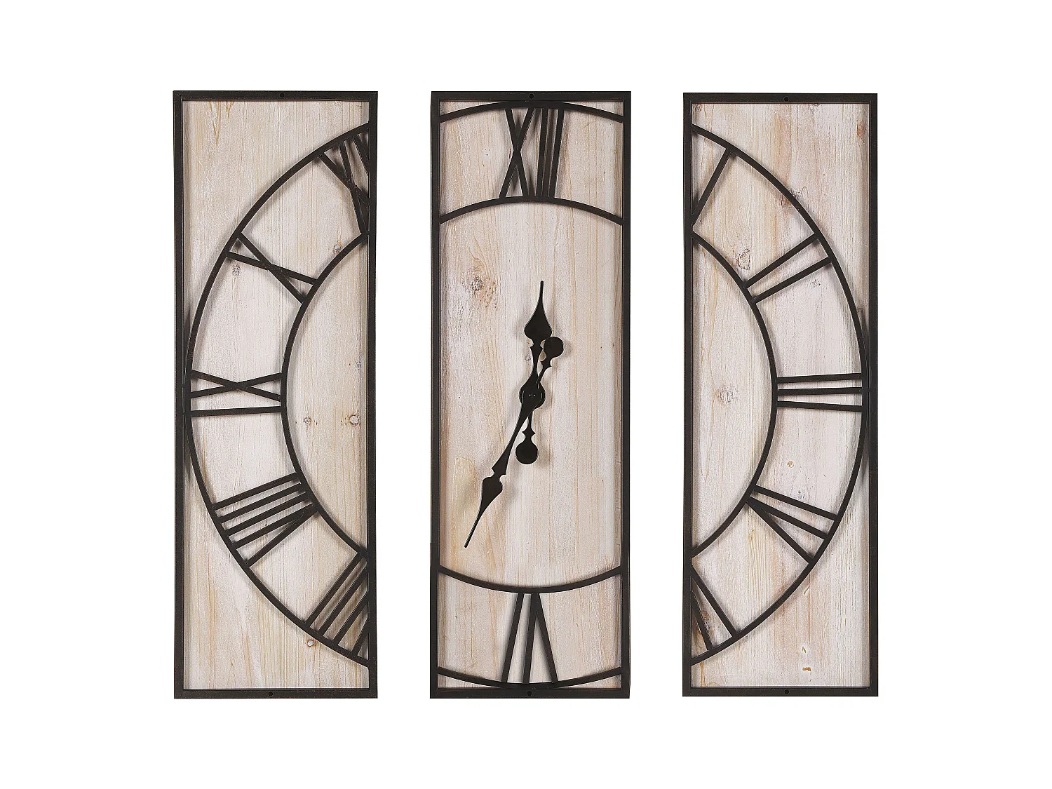 Horloge murale COATLAN 75 cm Bois de sapin Marron/noir