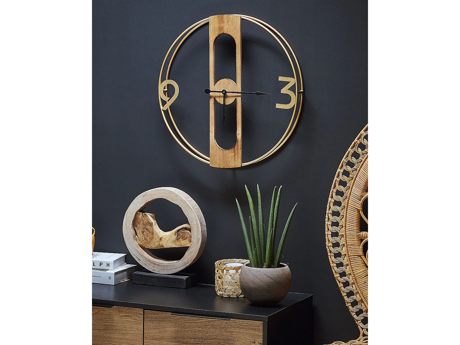 Retro Wanduhr heller Holzfarbton MDF-Platte Mulhouse