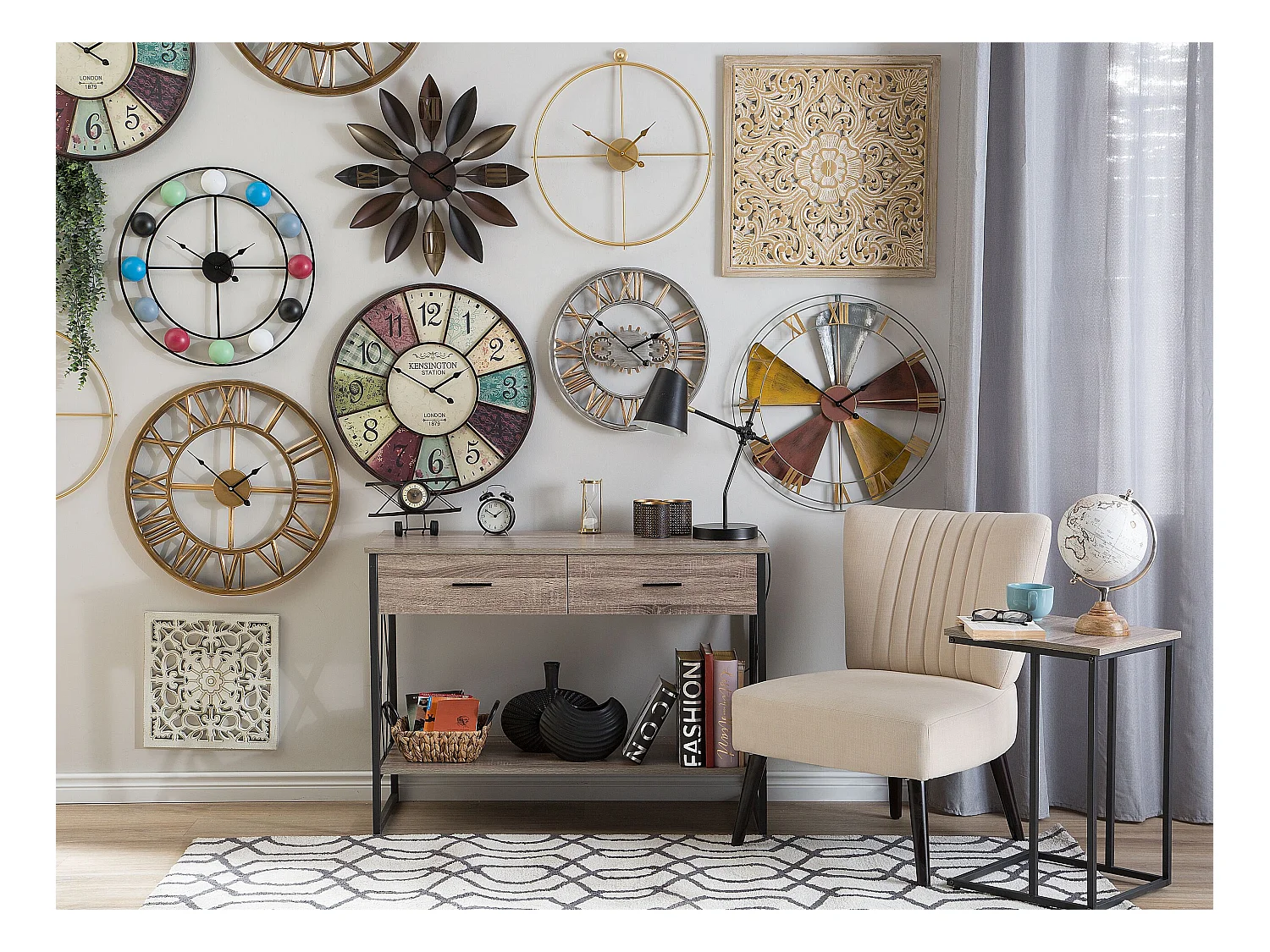 Wanduhr BEINWIL 55 cm Metall Braun