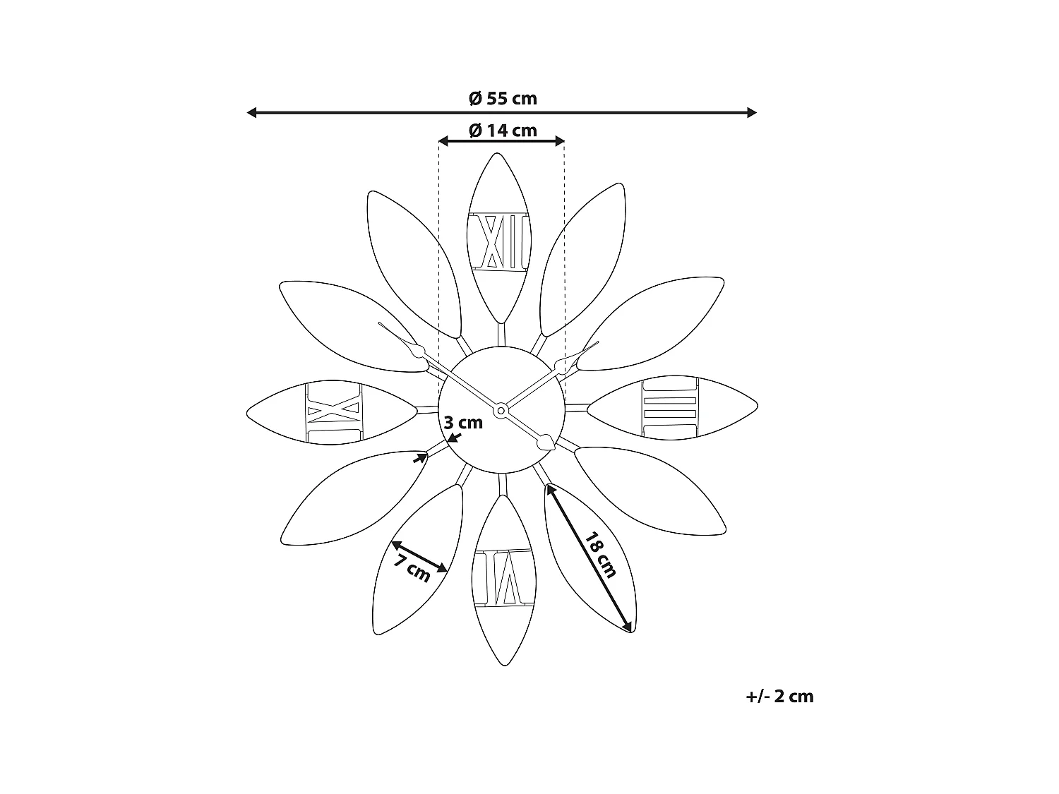 Wanduhr BEINWIL 55 cm Metall Braun