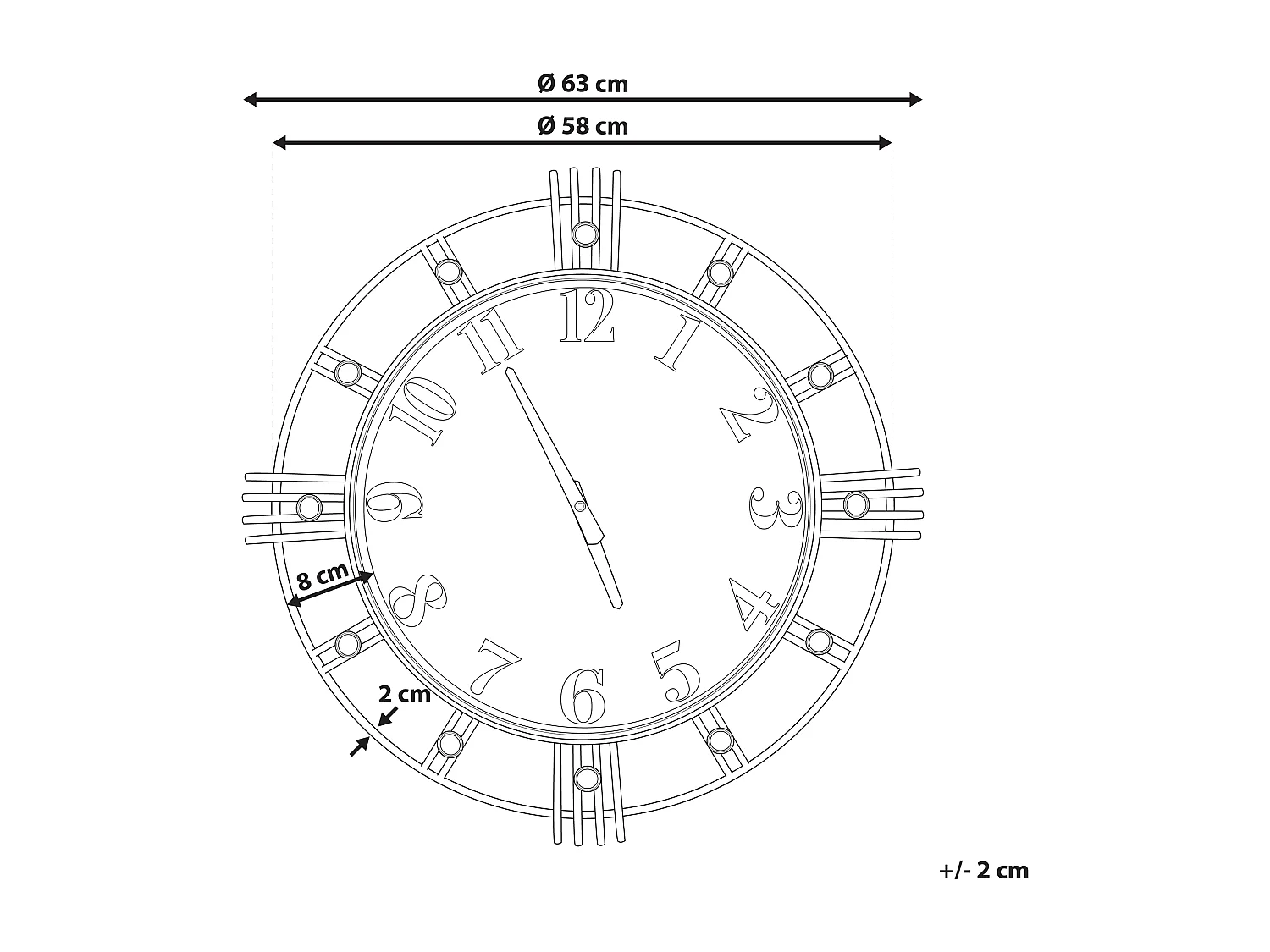 Horloge murale LANCY 63 cm Marron doré