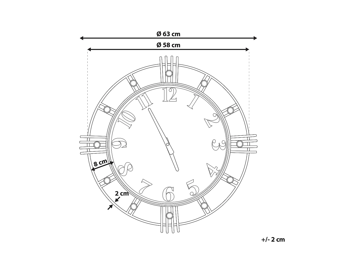 Horloge murale LANCY 63 cm Marron doré