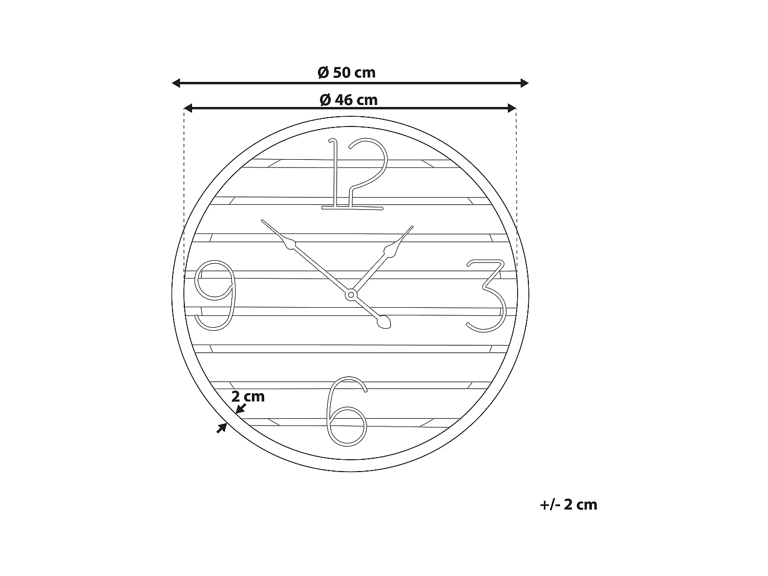 Horloge murale ARRIAGA 50 cm Bois de sapin Marron foncé