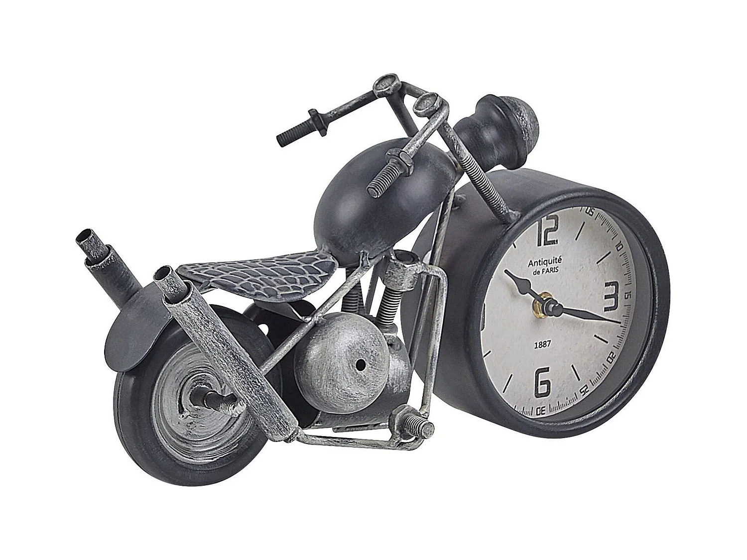 Dekorative Tischuhr im modernen Design Motorradform schwarz Berno