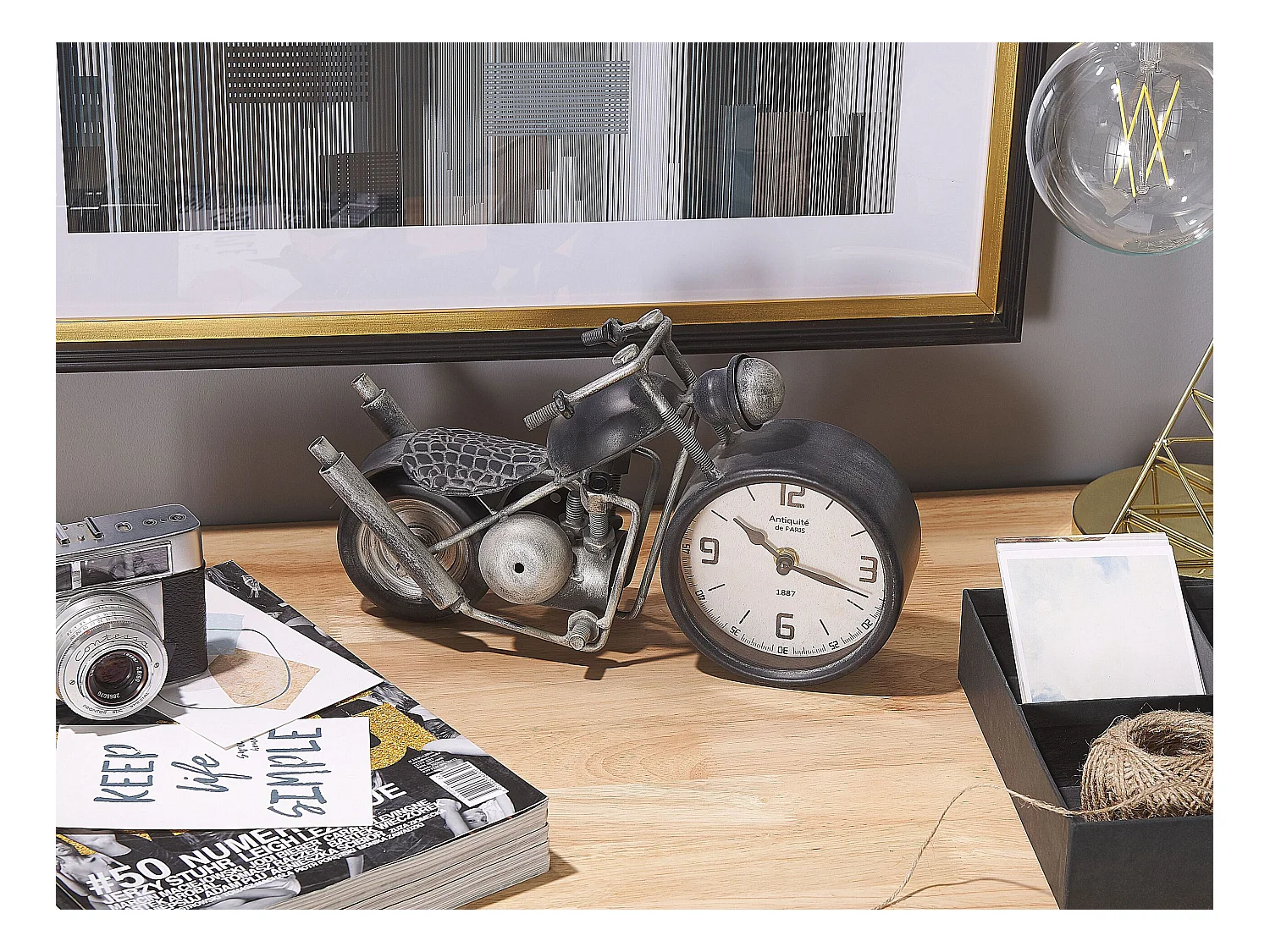 Relógio BERNO 30 cm Metal Preto