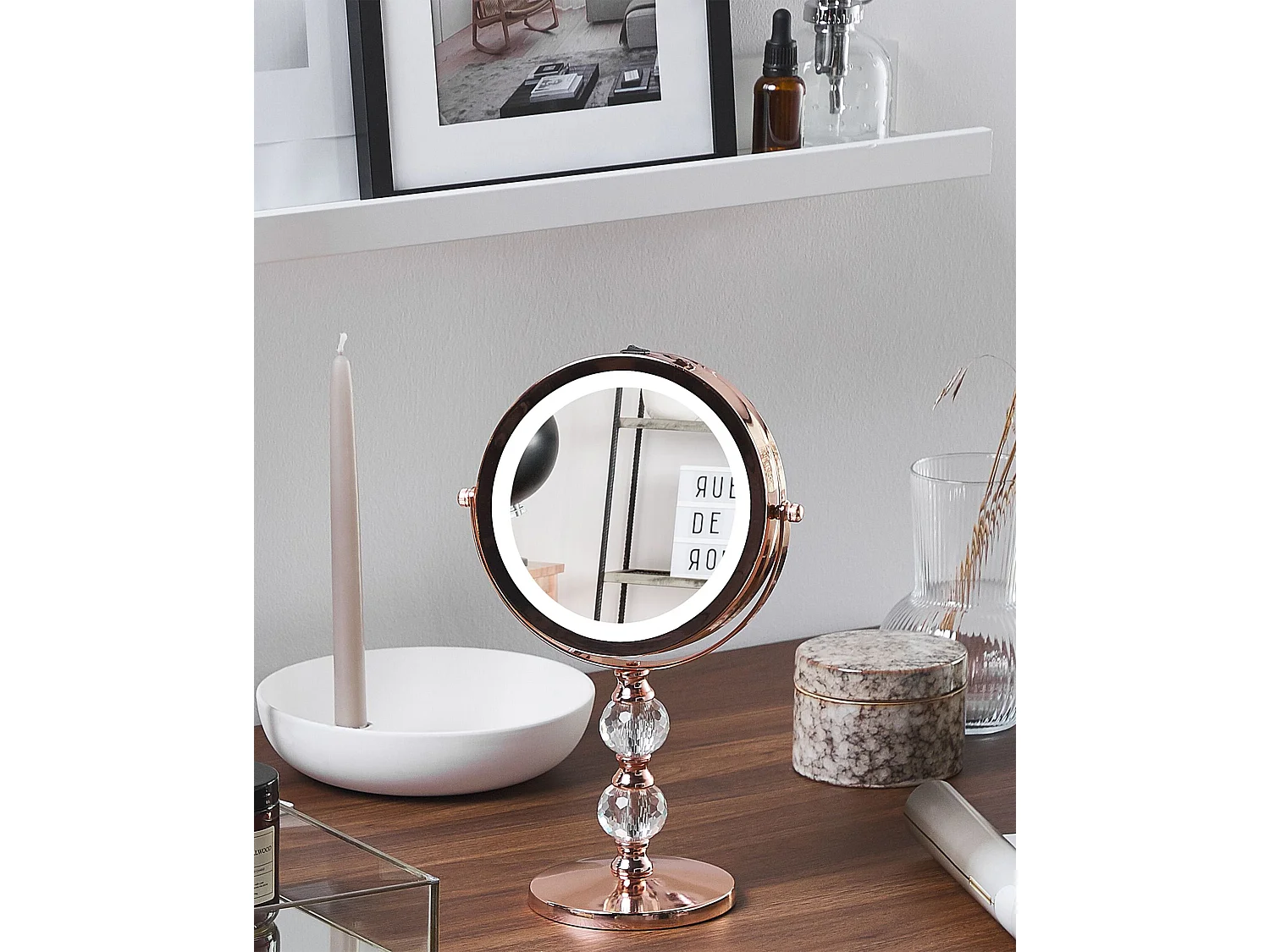 Make-up spiegel LED CLAIRA Roségoud