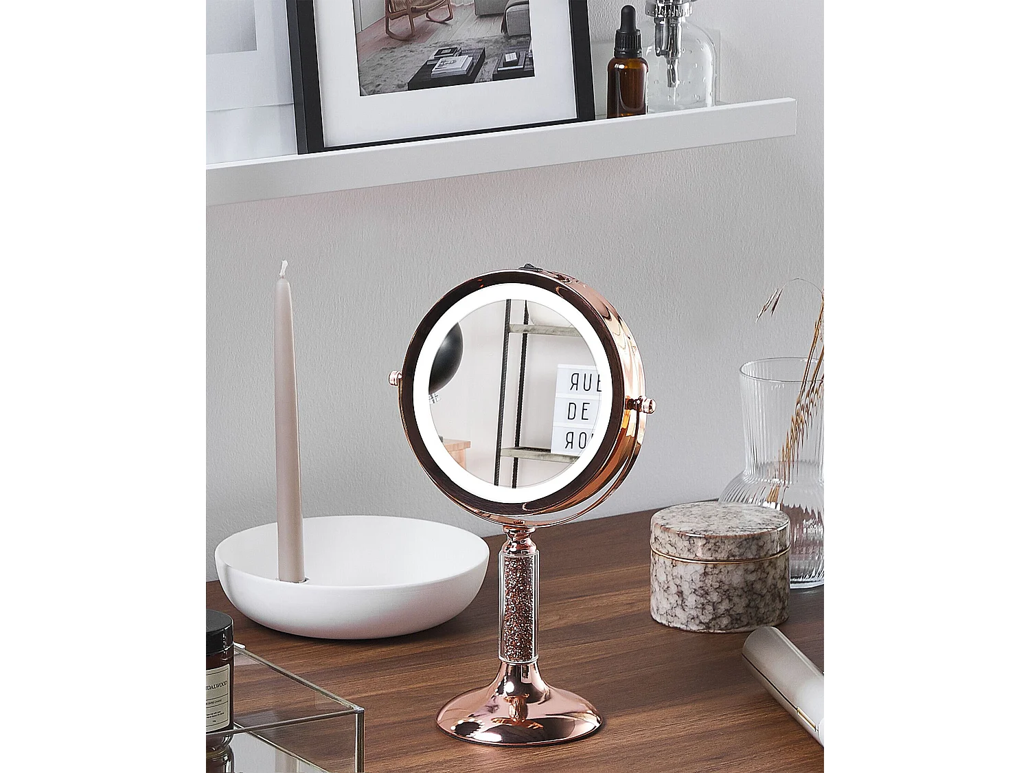 Miroir de table LED BAIXAS Rose doré