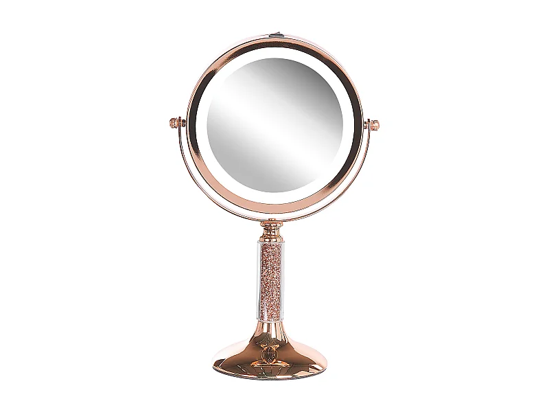 Schminkspiegel roségold doppelseitig drehbar LED Beleuchtung Vergrößerung Baixas
