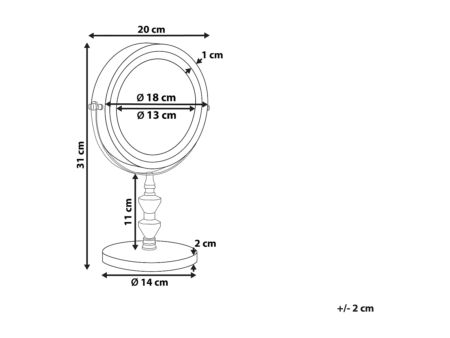 Espelho de maquilhagem LED prateado ø 20 cm LAON