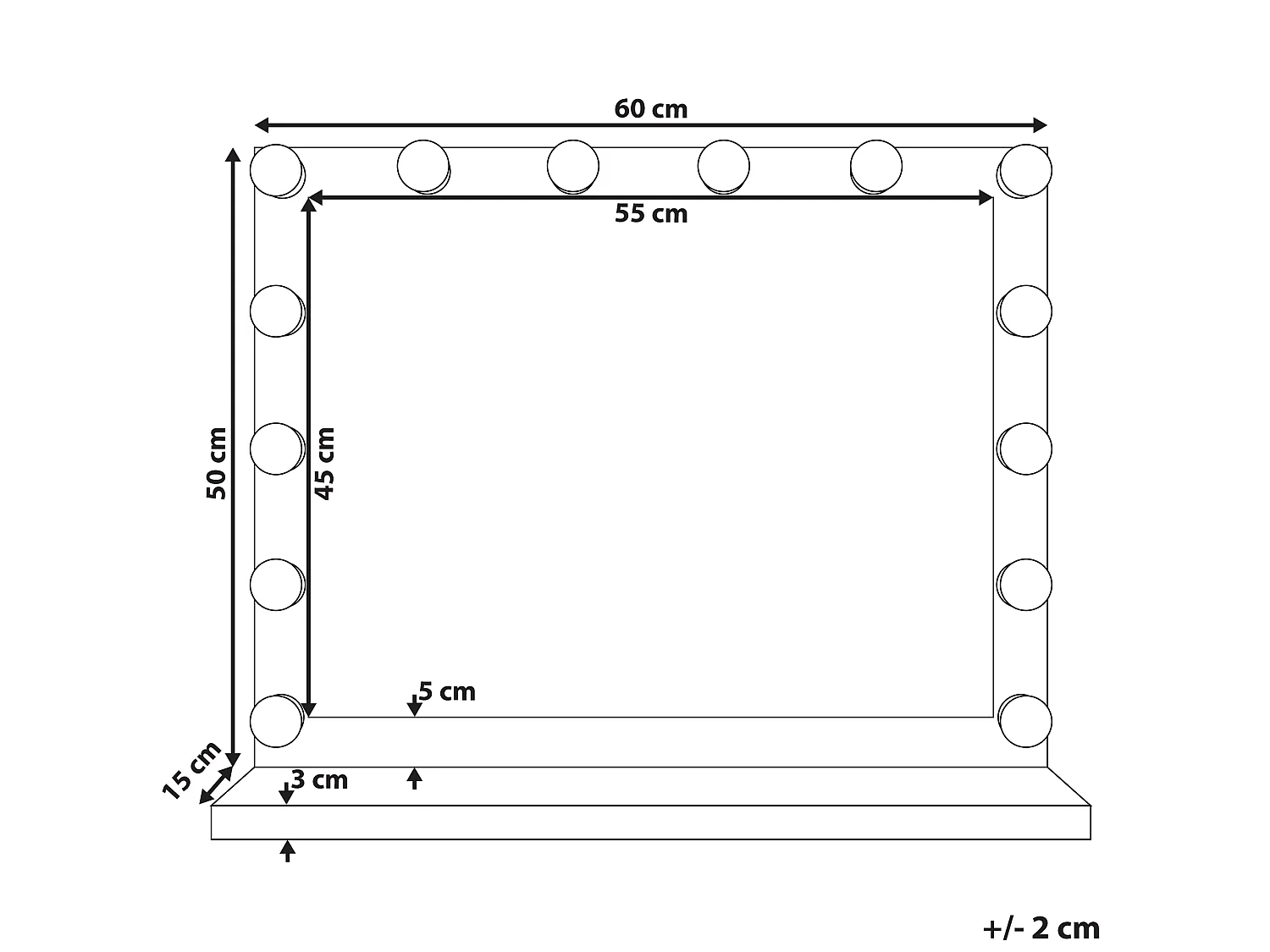 Miroir de coiffeuse LED BEAUVOIR Noir