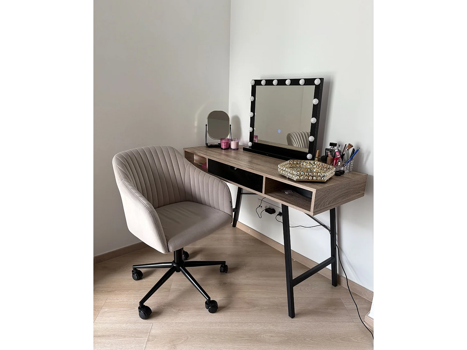 Schminktisch Spiegel LED BEAUVOIR Schwarz