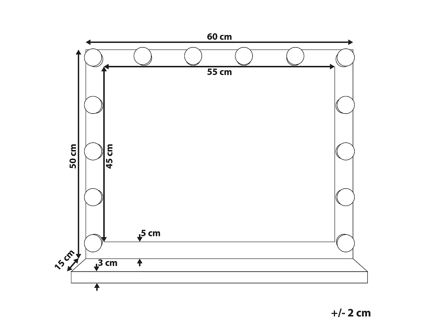 Miroir de coiffeuse LED BEAUVOIR Noir