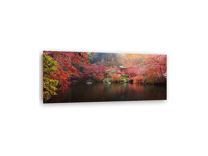 Tableau bois japon aux couleurs d'automne - 150 x 50 cm