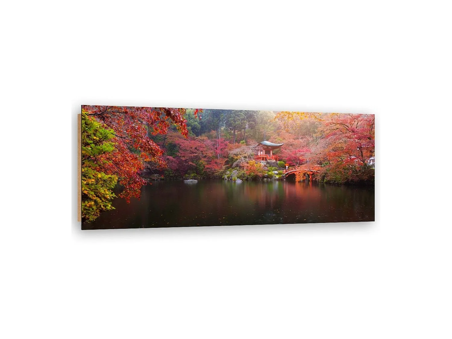 Tableau bois japon aux couleurs d'automne - 150 x 50 cm
