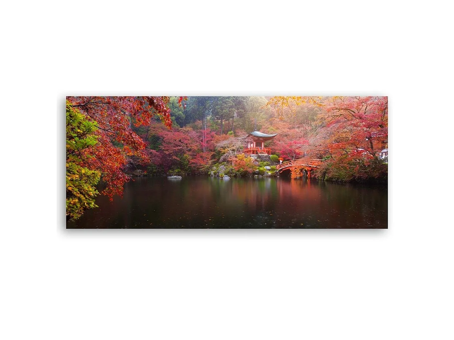Tableau bois japon aux couleurs d'automne - 150 x 50 cm