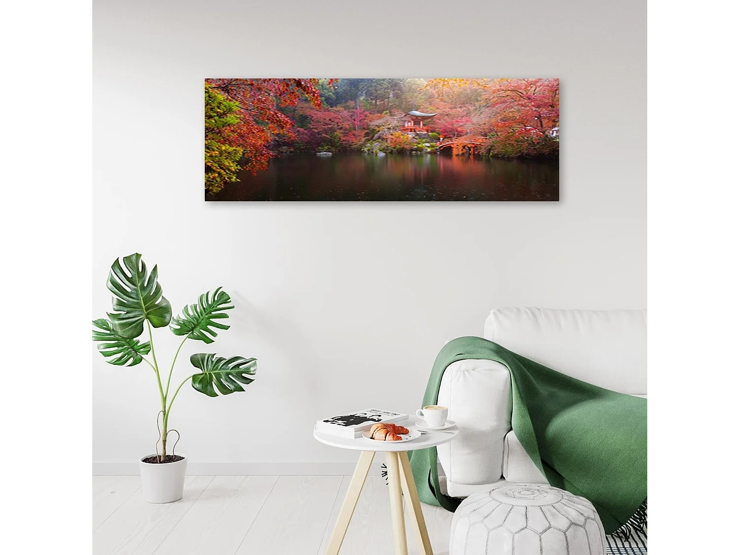 Tableau bois japon aux couleurs d'automne - 150 x 50 cm