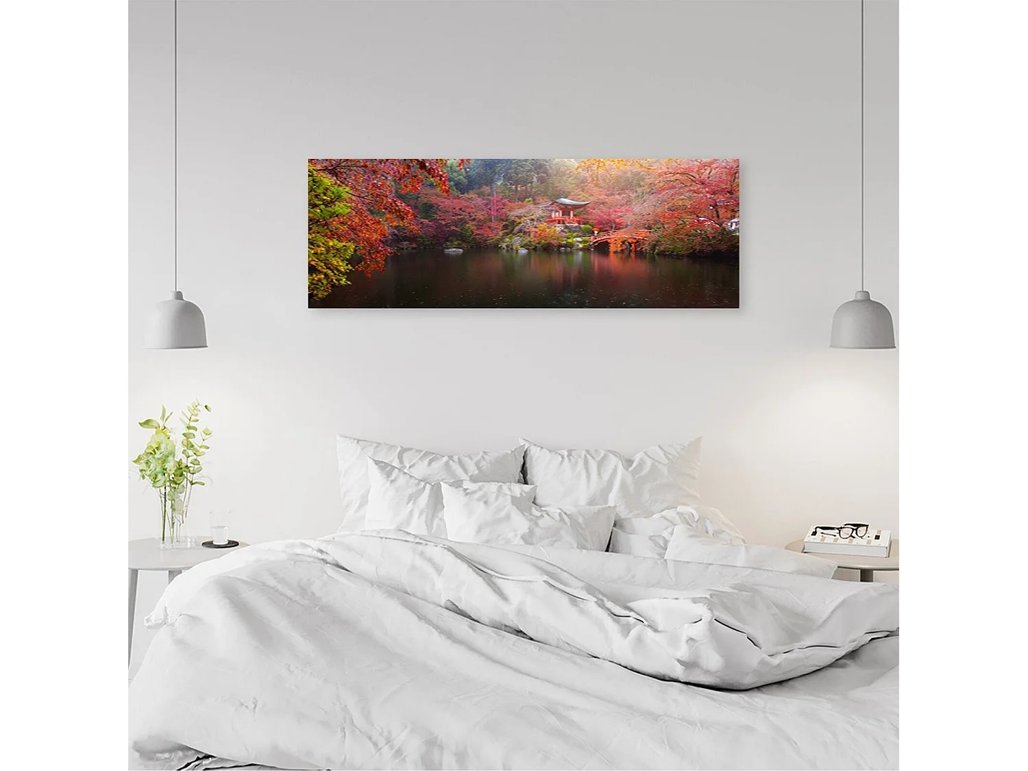 Tableau bois japon aux couleurs d'automne - 150 x 50 cm