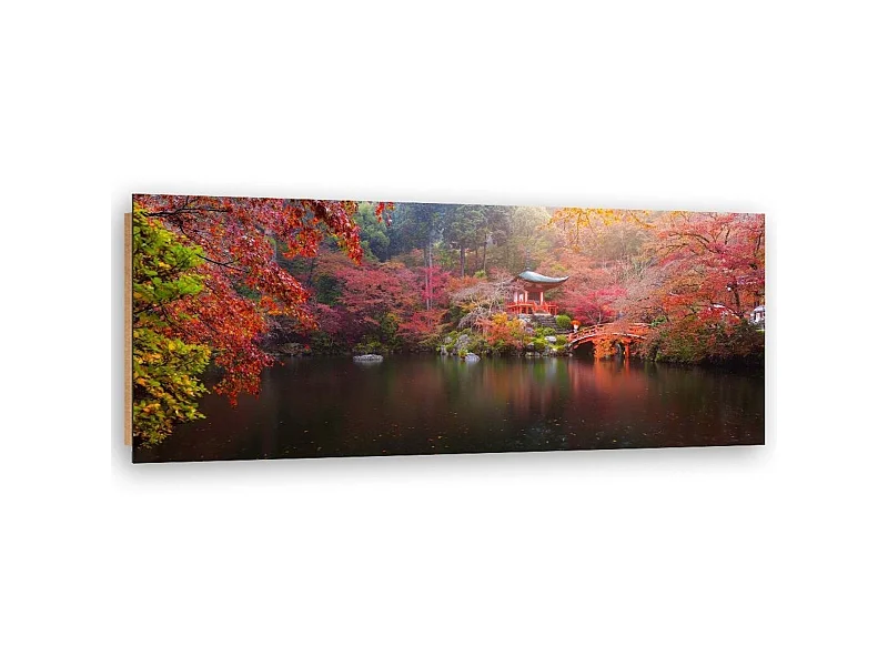 Tableau bois japon aux couleurs d'automne - 150 x 50 cm