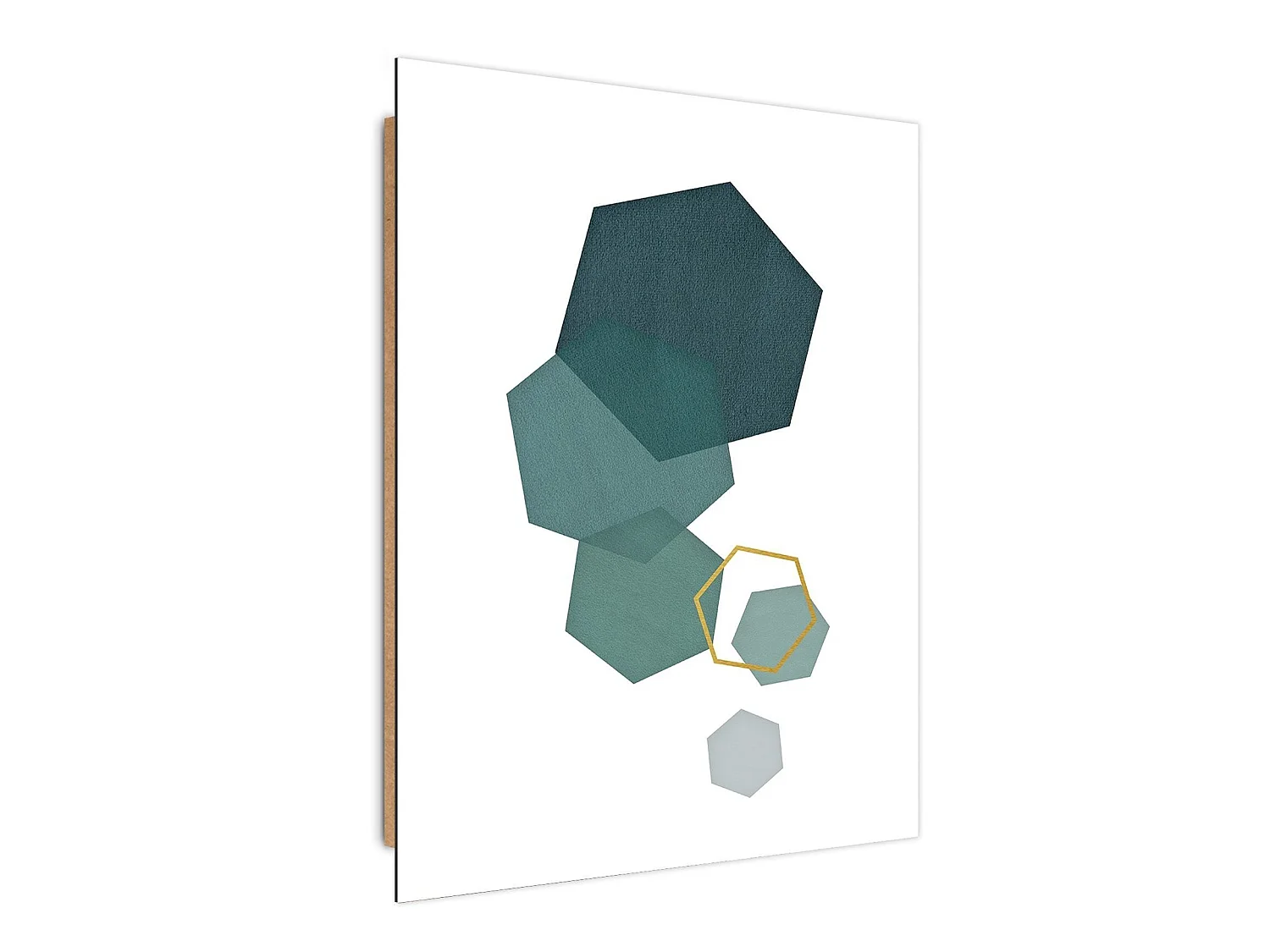 Tableau bois hexagones - 40 x 60 cm