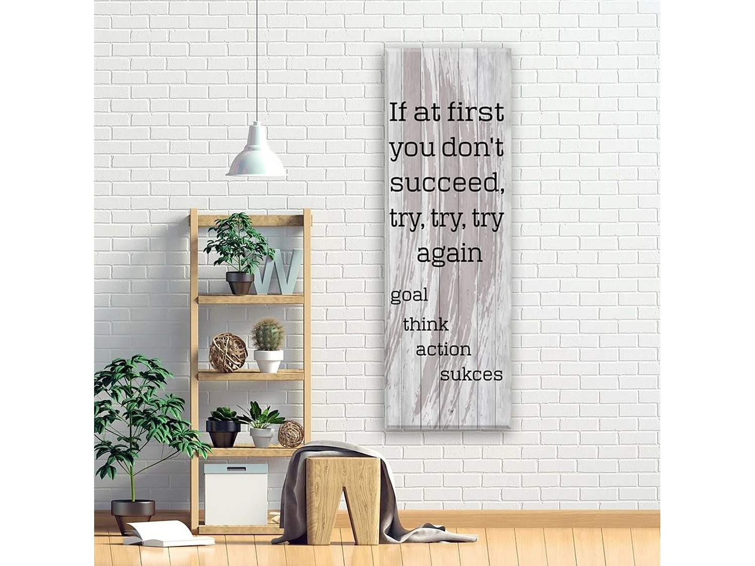 Tableau bois phrase anglaise - 45 x 140 cm