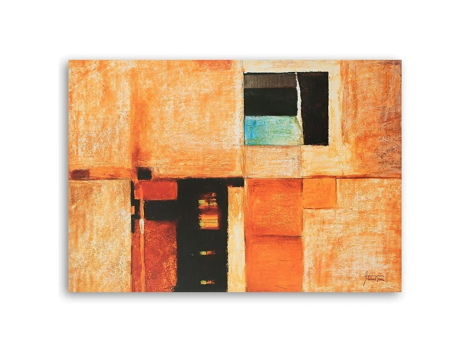 Tableau bois abstrait carrés - 80 x 60 cm