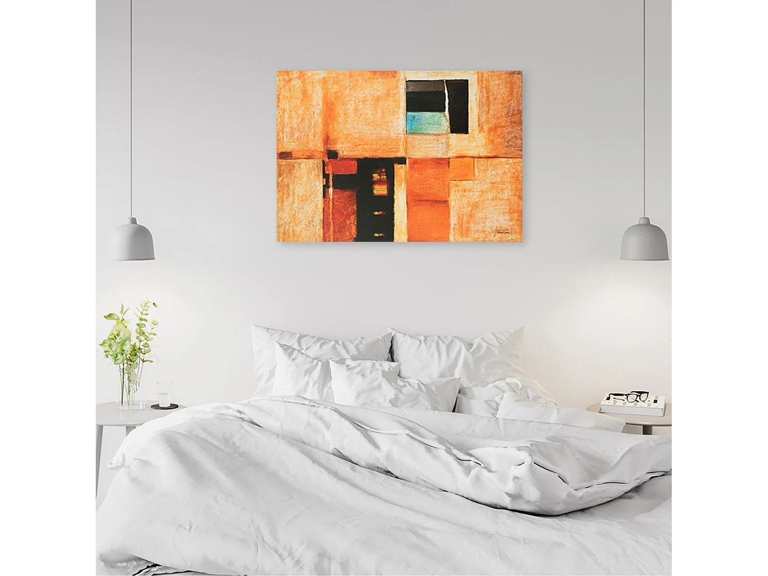 Tableau bois abstrait carrés - 80 x 60 cm