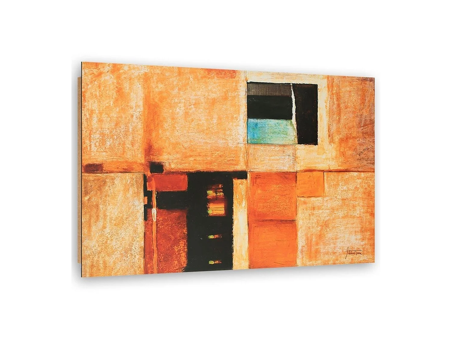 Tableau bois abstrait carrés - 80 x 60 cm