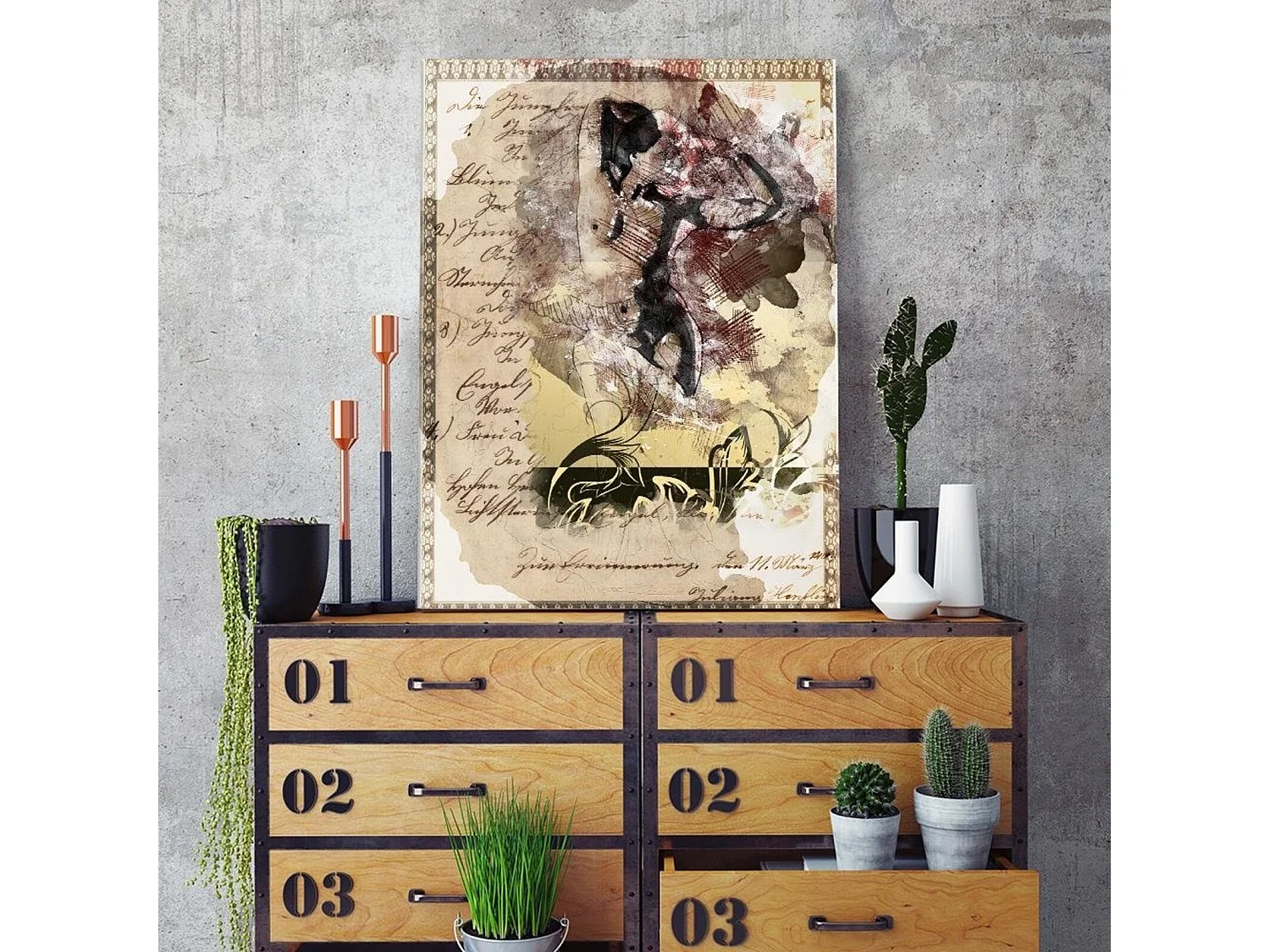 Tableau bois corps nu d'une femme abstraction - 60 x 90 cm