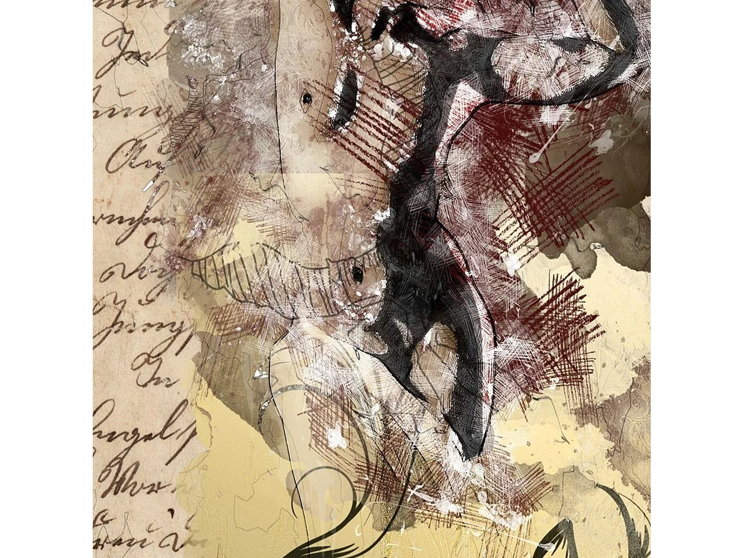 Tableau bois corps nu d'une femme abstraction - 60 x 90 cm