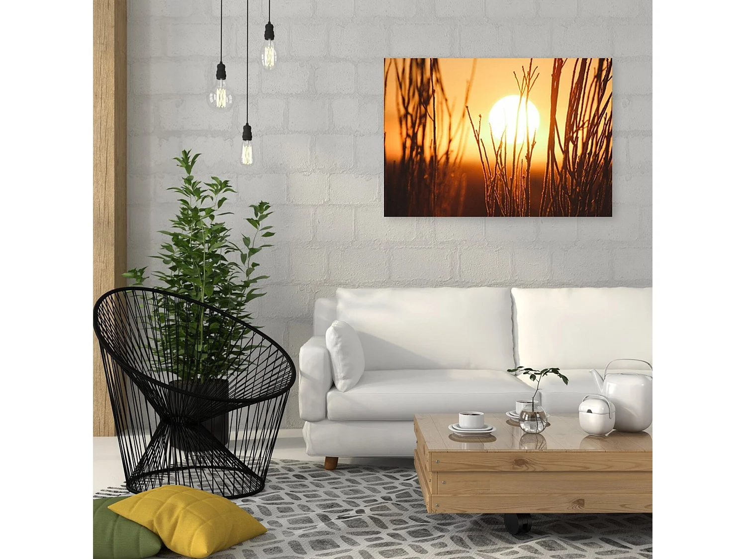 Tableau bois coucher de soleil 2 - 90 x 60 cm