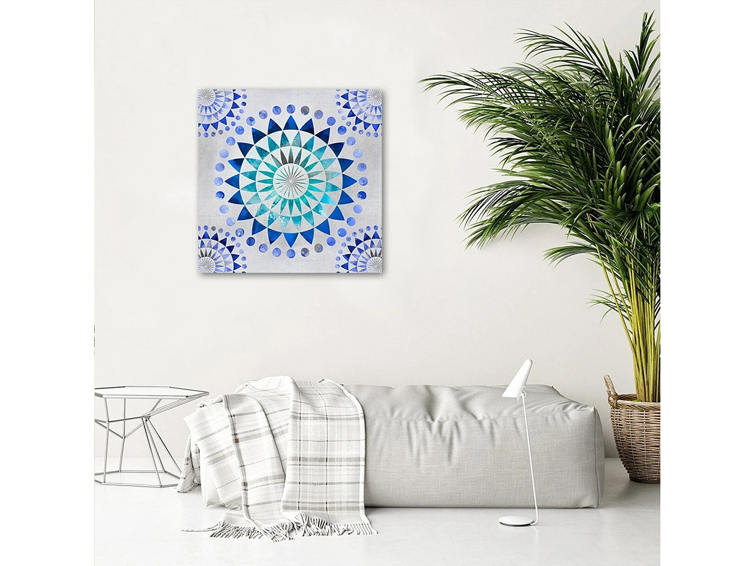 Tableau bois mosaïque, abstraction - 40 x 40 cm