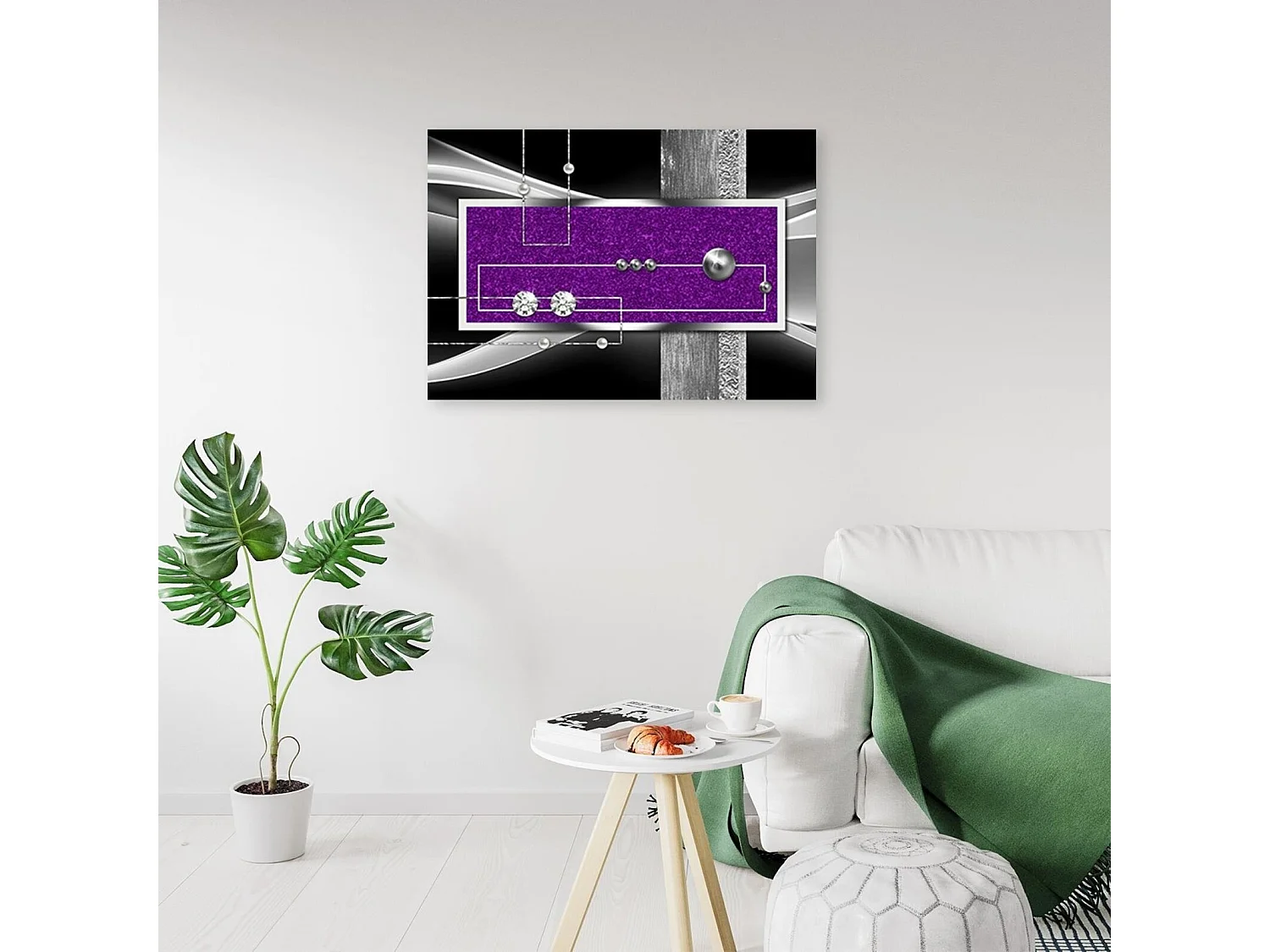 Tableau abstraction violette - 120 x 80 cm