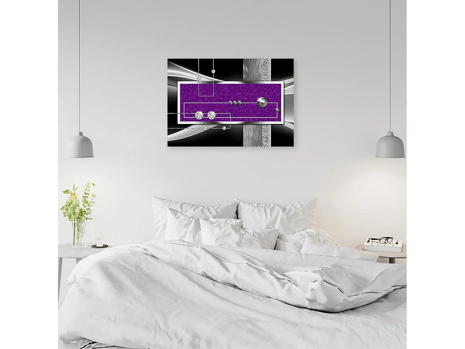 Tableau abstraction violette - 120 x 80 cm