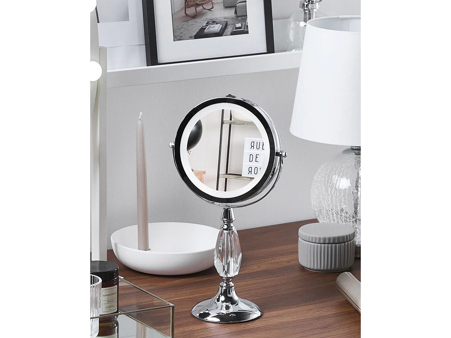 Make-up spiegel LED MAURY Zilver